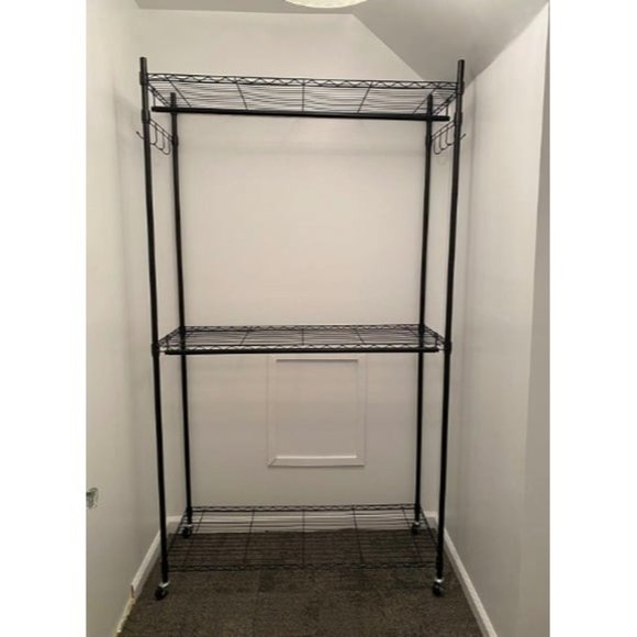 Rolling Clothes Rack for Hanging Clothes Heavy Duty Garment Rack 3 Tier